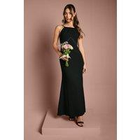 Coast Women's Halter Maxi Bridesmaid Dress with Back Sash Detail in Black | Size: 10