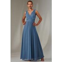 Jolie Moi Women's Cora Sleeveless Chiffon Maxi Dress in Light Blue | Size: 16
