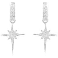 Latelita Women's North Star Burst Small Drop Earrings Silver in White