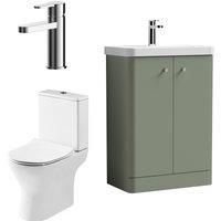 Balterley Floor 2 Door Bathroom Vanity Unit, Tap & Toilet Pack, Green, 579mm in Green