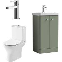 Balterley Floor 2 Door Bathroom Vanity Unit, Tap & Toilet Pack, Green, 479mm in Green