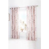 Catherine Lansfield 'Canterbury Floral' Lined Eyelet Curtains in Pink | Size: 168 cm width x 183 cm drop