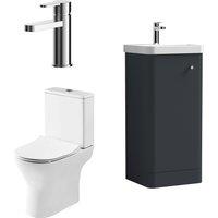 Balterley Cloakroom Floor Standing 400mm Vanity, Toilet & Tap Set - Dark Grey