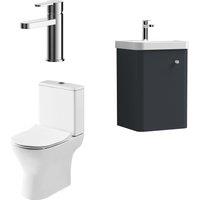 Balterley Cloakroom Wall Hung 400mm Vanity, Toilet & Tap Set - Dark Grey