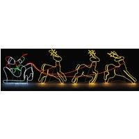 Christow Santa Sleigh Reindeer Rope Light Outdoor Christmas Decoration LED Silhouette 3m