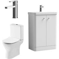 Balterley Cloakroom Floor Standing Vanity, Toilet & Tap Set - Gloss White