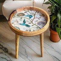 Hartsmede Handmade Side Table with Detachable Legs Hummingbird in Beige