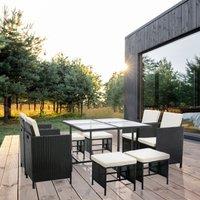 MCC Direct Rattan Garden Furniture Table & Chair set Cuba in Black
