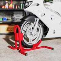 HOMCOM Adjustable Motorcycle Wheel Chock Motorbike Holder with Metal Frame in Red