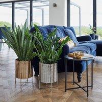 Ivyline Zendaya Silver Embossed Metal Planter with Stand, H25cm x D25cm