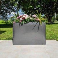 Woven Wood 80cm Long Zinc Silver & Black Textured 60cm Tall Trough Planter