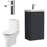 Balterley Floor 2 Door Bathroom Vanity Unit, Tap & Toilet Pack, Dark Grey, 479mm in Grey