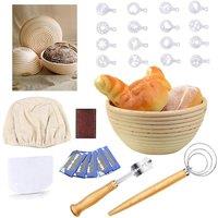 FURNITURE ONE Round Bread Proofing Basket 22CM Banneton Proving Basket Natural Rattan Bowl Set in Light Oak | Size: 1 Pack