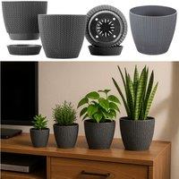 Gr8 Garden Set Of 4 Grey Sumela Knitted Flower Plant Pot