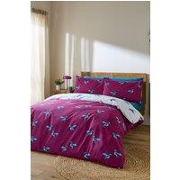 Their Nibs 'Hummingbird' Cotton Reversible Duvet Cover Set in Plum | Size: Single