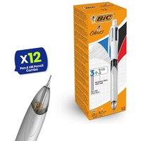 Bic 4 Colours Combination Medium Ballpoint Pen + Medium Mechanical Pencil - Pack of 12