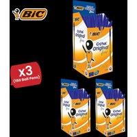 Bic CRISTAL FINE BALL POINT PEN BLUE - PACK OF 50 - 3 Packs