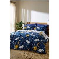 Their Nibs 'Disco Space' Cotton Reversible Duvet Cover Set in Navy | Size: Double
