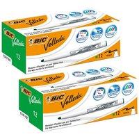 Bic Velleda 1741 Whiteboard Drywipe Markers Green - Box of 12 - 2 Packs