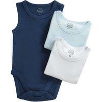 Cool Club Boy's 3-Pack Sleeveless Bodysuits Set in Blue | Size: 12-18 m