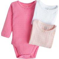 Cool Club Girl's 3-Pack Ribbed Long Sleeve Bodysuits with Bow in Pink | Size: 12-18 m