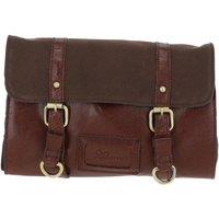 Ashwood Leather Men's Real Leather & Canvas Hanging Toiletry Bag in Tan