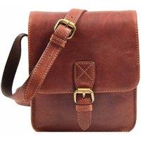 House of Leather Men's Mens Real Leather Cross Body Bag Small Size Travel Flight Bag Napels Tan
