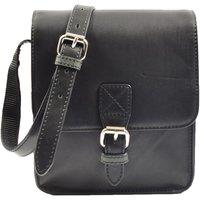 House of Leather Men's Mens Real Leather Cross Body Bag Small Size Travel Flight Bag Napels Tan in Black