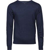 TEE JAYS Men's Merino Blend Crew Neck Jumper in Navy | Size: 2XL