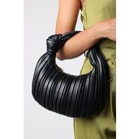'Glow' Pleated Knot Handle Shoulder Bag With Gold Chain