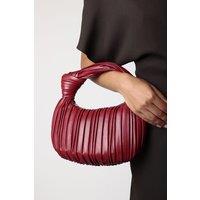 'Glow' Pleated Knot Handle Shoulder Bag With Gold Chain