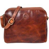 House of Leather Women's Womens Real Leather Cross Body Bag Mid Size Organiser Bag Sicyon Black in Tan | Size: Medium