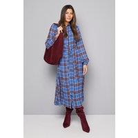 Wallis Women's Check Seam Detail Belted Shirt Dress in Blue | Size: 14