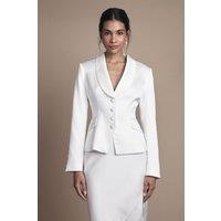 Coast Women's Bridal Waisted Jacket With Satin Lapel in Ivory | Size: 12