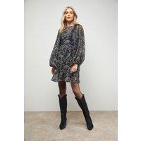 Oasis Women's Printed Trim Detail Batwing Mini Dress | Size: 10