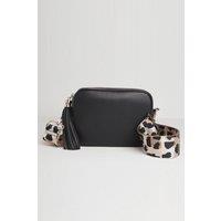 Betsy & Floss Women's 'Verona' Crossbody Tassel Bag with Leopard Strap in Black