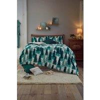 Deyongs Winter Warm Trees Fleece Duvet Cover Set with Cosy Sherpa Reverse Bedding | Size: Single