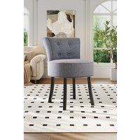 H&O Direct Modern Upholstered Vanity Stool Makeup Dressing Chair in Grey
