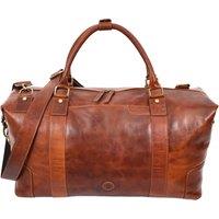 House of Leather Real Leather Holdall Weekend Travel Duffle Bag HOL5002 Cognac in Tan | Size: Large