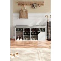 H&O Direct Upholstered Grey Shoe Storage Bench in White