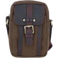 Fenland England Exquisite Real Leather X Canvas Body Bag in Khaki