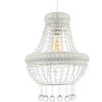 Happy Homewares Vintage & Ornate White Metal Pendant Light Shade with Clear Acrylic