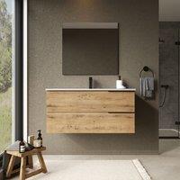 Banyetti Celtic 1000mm Wall Hung Bathroom Vanity Unit with Athena Basin - Ostippo Oak in Light Oak