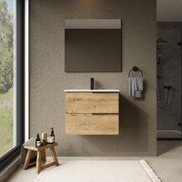 Banyetti Celtic 600mm Wall Hung Bathroom Vanity Unit with Athena Basin - Ostippo Oak in Light Oak
