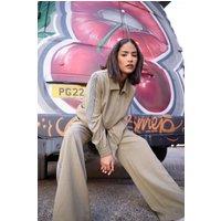 PixieGirl Women's Petite Striped Bomber Jacket in Medium Beige | Size: 16