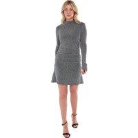 Gini London Women's Grey High Neck Stud Hot Fix Stretchy Mini Dress | Size: 8