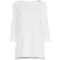 Lands' End Women's Petite Long Supima Boatneck Tunic Top in White | Size: 14-16