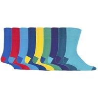 SOCKSHOP Gentle Grip Men's 9 Pairs Non Elastic Cotton Socks with Loose Top - Ideal for Diabetic in Bright Green | Size: 6-11