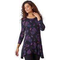 Roman Women's Paisley Pocket Detail Stretch Tunic Swing Top in Purple | Size: 14