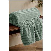 Catherine Lansfield Cosy Ribbed Faux Fur Soft 130x170cm Blanket Throw in Green | Size: 130 cm x 170 cm